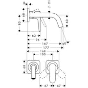 Hansgrohe - Waschtisch EHM UP AXOR CITTERIO M 34113 chrom Fertigset kurzer Auslauf