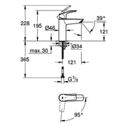 Grohe - EH-WT-Batterie EUROSMART 23395_3 M-Size MST kalt glatter Körper chrom