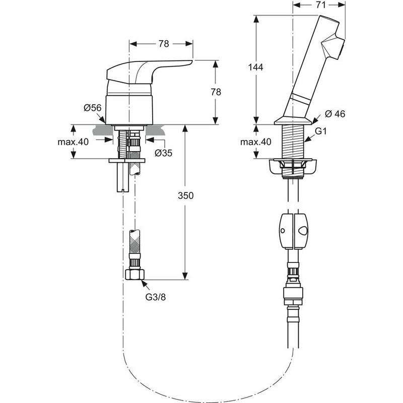 Ideal Standard - Friseurarmatur CERAFLEX Chrom