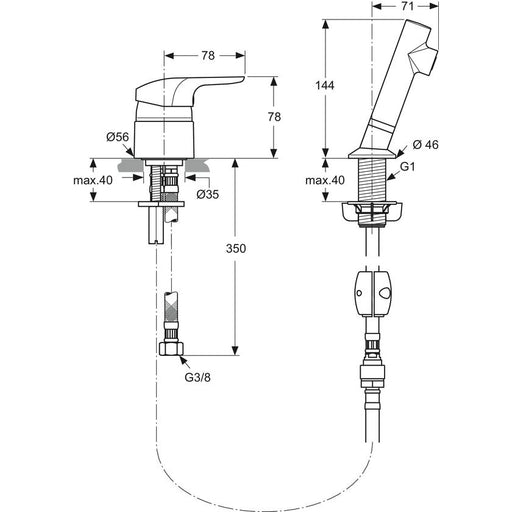 Ideal Standard - Friseurarmatur CERAFLEX Chrom