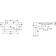 VILLEROY & BOCH - Schrankwaschtisch Finion 1000x500mm re-eckig 2HL. o. ÜL. Stone White cplus