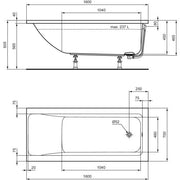 Ideal Standard - Körperform-Badewanne CONNECT AIR, 1600x700x475mm, Weiß