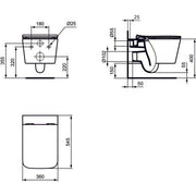 Ideal Standard - Wandtiefspül-WC BLEND Square, AquaBlade, 355x540x350mm, Weiß