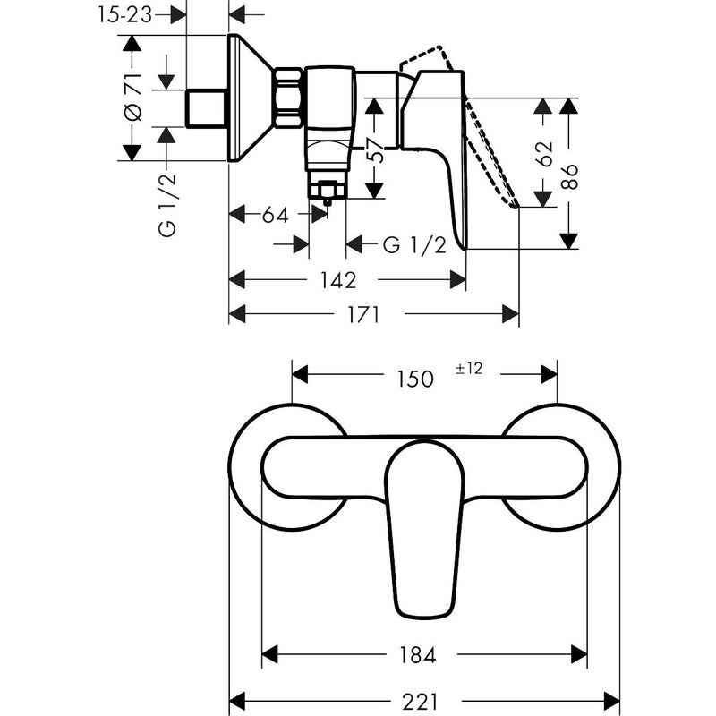 Hansgrohe - Brausenmischer Aufputz TALIS E BBR