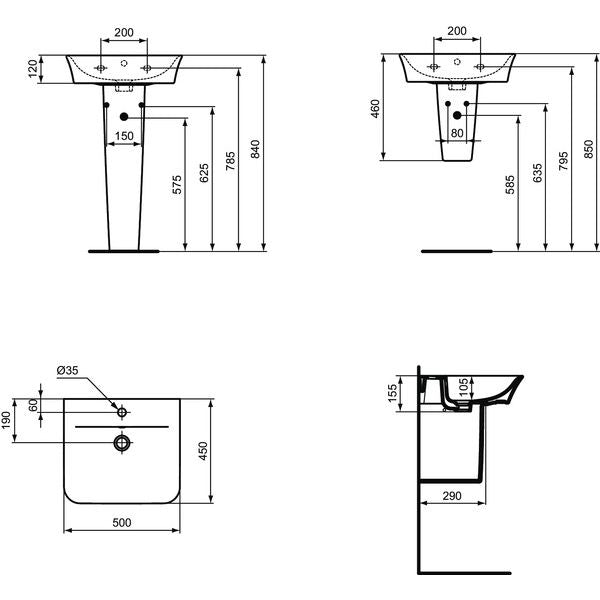 Ideal Standard - Wandsäule CONNECT AIR, f. WT, 180x280x340mm, Weiß