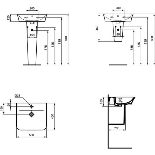 Ideal Standard - Wandsäule CONNECT AIR, f. WT, 180x280x340mm, Weiß