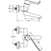 Ideal Standard - WT-Wand Sicherheitsarmatur CERAPLUS B8223A Auslauf 150mm chrom
