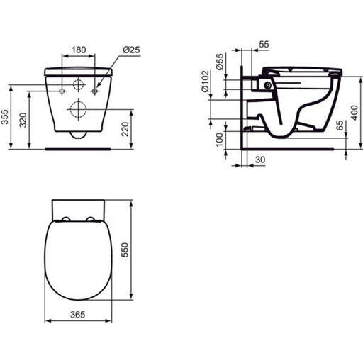 Ideal Standard - WC-Paket CONNECT spülrandlos mit WC-Sitz SC