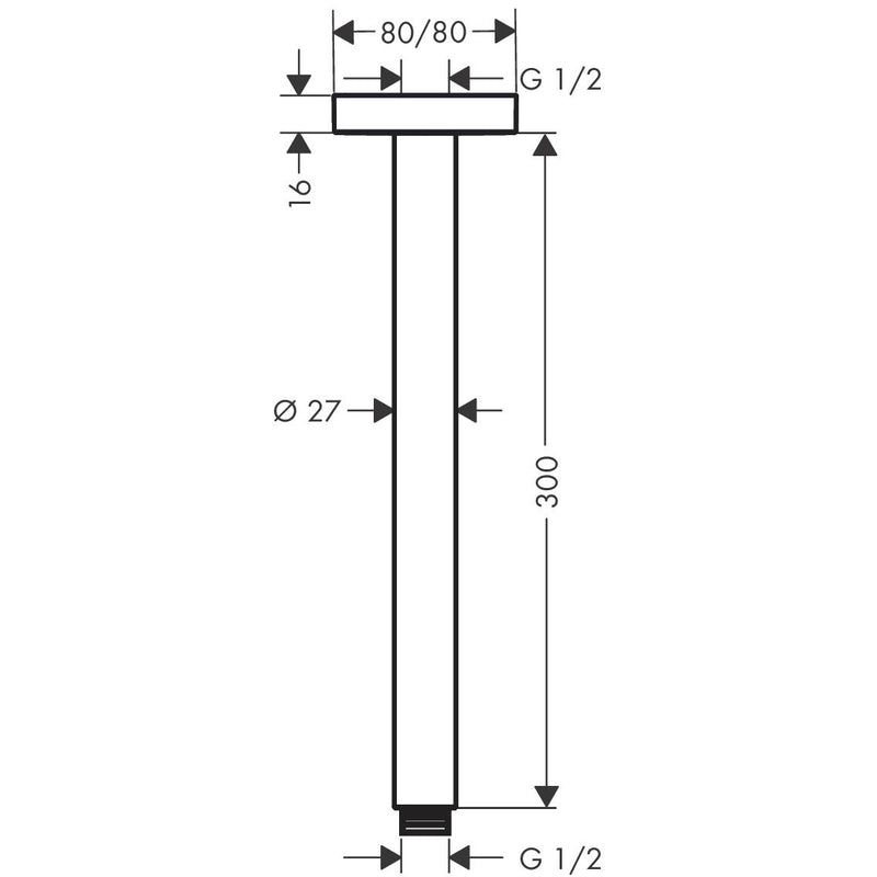 Hansgrohe - Deckenanschluss E DN15 300mm chrom