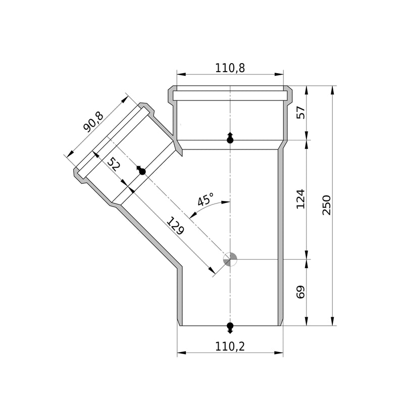 Wavin - Abzweig AS+ DN 100x90 45 Grad