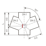 Fornatis - Doppelabzweig DN125x100x100 70 Grad
