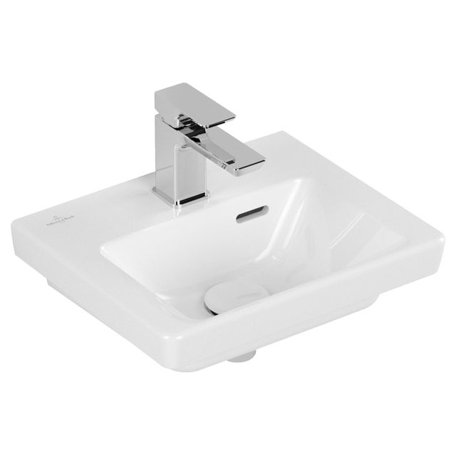 VILLEROY & BOCH - Handwaschbecken Subway 3.0 370x305mm re-eckig 1HL. m. ÜL. Weiß Alpin cplus