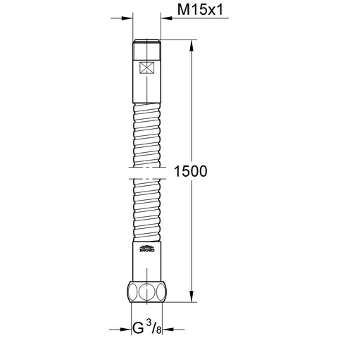Grohe - Brauseschlauch Metall 28112 1500mm für Spültischbatterien M15x1x3/8 Mutter