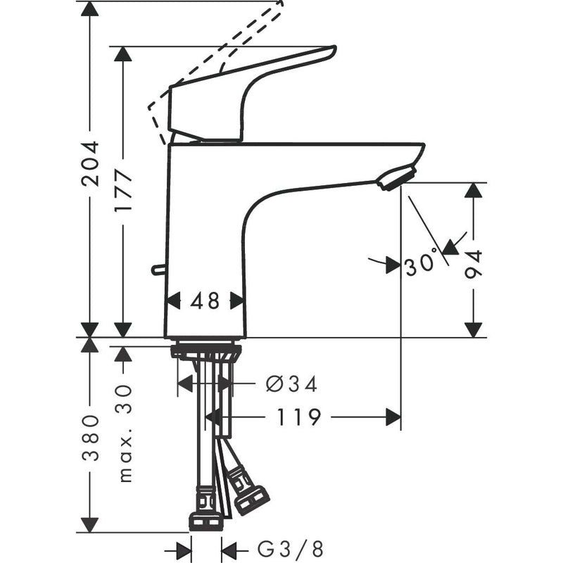Hansgrohe - Waschtischmischer 100 FOCUS CoolStart chrom