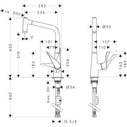 Hansgrohe - Spültisch EHM METRIS 14820 edelstahl-optik mit Ausziehbrause