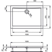 Ideal Standard - Rechteck-Brausewanne Ultra Light 1000x700x45mm Weiß