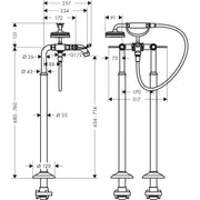 Hansgrohe - Zweigriff Wannenarmatur AXOR Montreux Fertigset Hebelgriff BN Bodenmontage