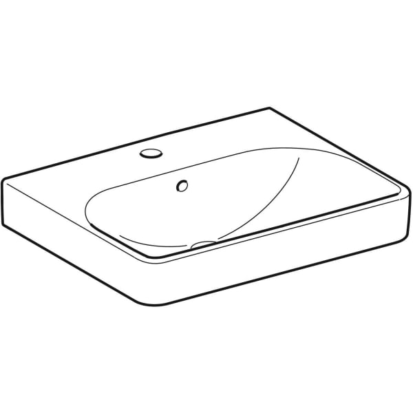 Geberit Vertriebs - Waschtisch SMYLE Square, 55x44cm m. Hl., m. Ül., weiß, KeraTect