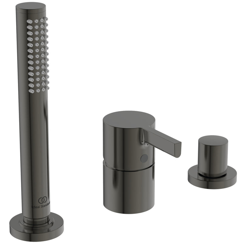 Ideal Standard - 3-Loch Wannenrandarm. JOY, o.Auslauf, m.Stab-HB u.Umsteller, Magnetic grey