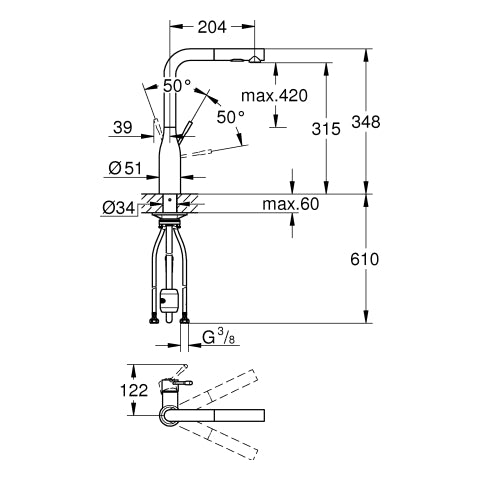 Grohe - EH-Spültischbatterie ESSENCE 30270 herausziehbare Spülbrause chrom