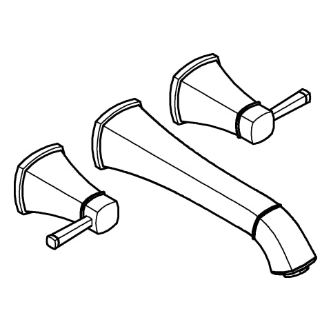 Grohe - 3-Loch-WT-Batterie Grandera 20623 Wandmontage FMS Ausladung 234mm chrom