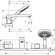 Hansgrohe - 4-Loch Wannenarmatur AXOR Urquiola F-Set für Wannenrand chrom
