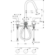 Hansgrohe - 3-Loch WT-Armatur AXOR CITTERIO M 34133000 chrom m.Ros. u.kurzem Auslauf