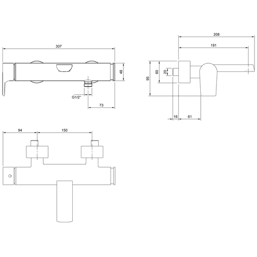 VILLEROY & BOCH - Einhebel-Badewannenarmatur Liberty 307x95x208mm Chrom
