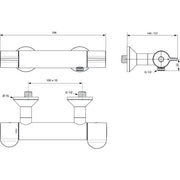 Ideal Standard - Brausethermostat AP CERAPLUS 2 gesamte Ausld. 140-157mm, Chrom