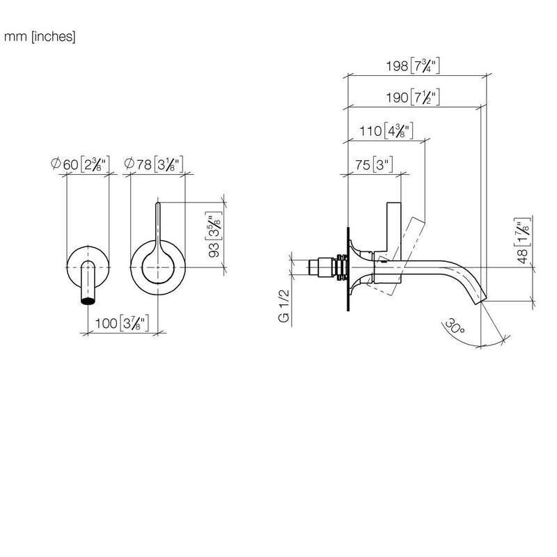 Dornbracht - WT-Wand-EHM ohne Ablaufgarnitur VAIA 36860809 platin