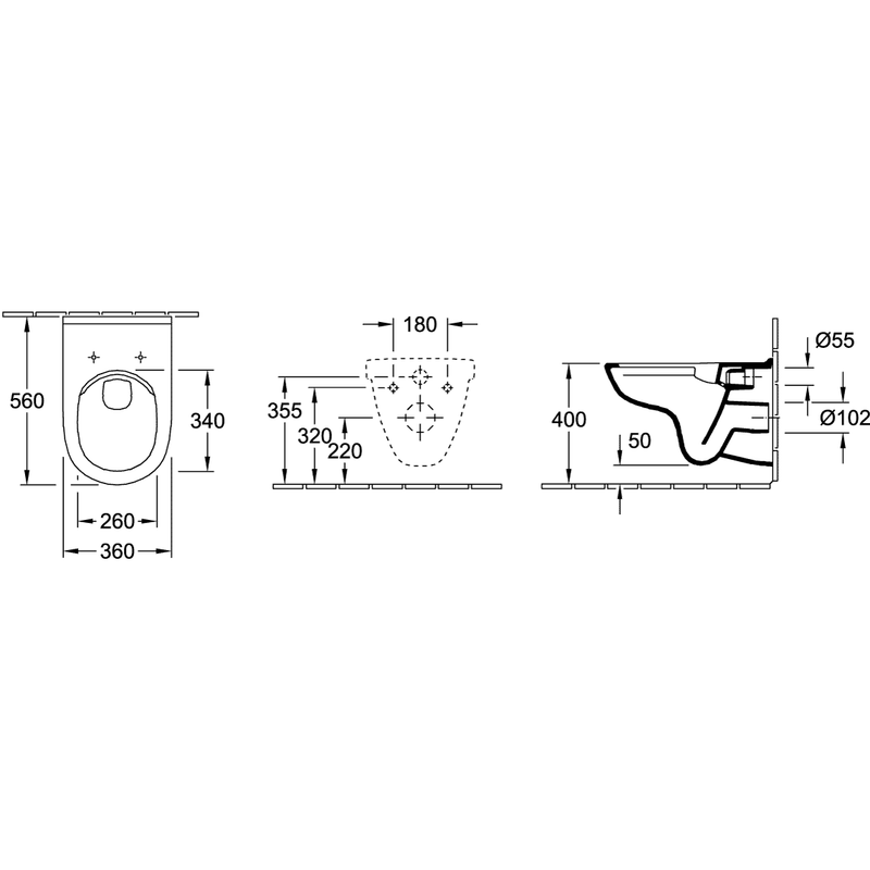 VILLEROY & BOCH - TS-WC spülrandl O.novo 5660 360x560mm DirectFlush wandh Weiß Alpin AB C