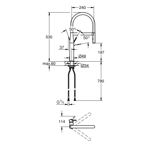 Grohe - EH-Spültischbatterie ESSENCE 30503 ausziehbare Profibrause supersteel