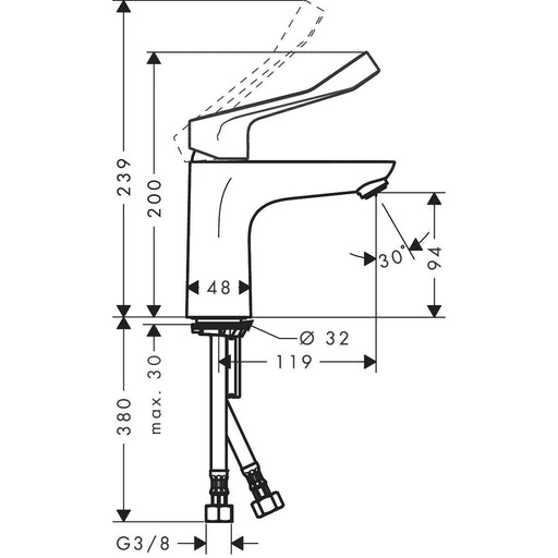 Hansgrohe - Waschtischmischer FOCUS Care 100 ohne Ablaufgarnitur chrom