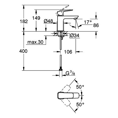 Grohe - EH-Waschtischbatterie Cubeo 101699 S-Size glatter Körper chrom
