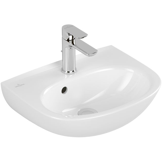 VILLEROY & BOCH - Handwaschbecken O.novo 450x360mm Oval 1HL. mit Überlauf Weiß Alpin CeramicPlus