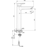 Ideal Standard - WT-Arm.TESI, BlueStart,m.verl.Sockel, 5 l/min., o.Ablgarn., Ausld.140mm, Chrom