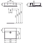 Ideal Standard - Waschtisch EXTRA, o.Hl., m.Ül., 500x450x150mm, geschliffen, Weiß m.IP