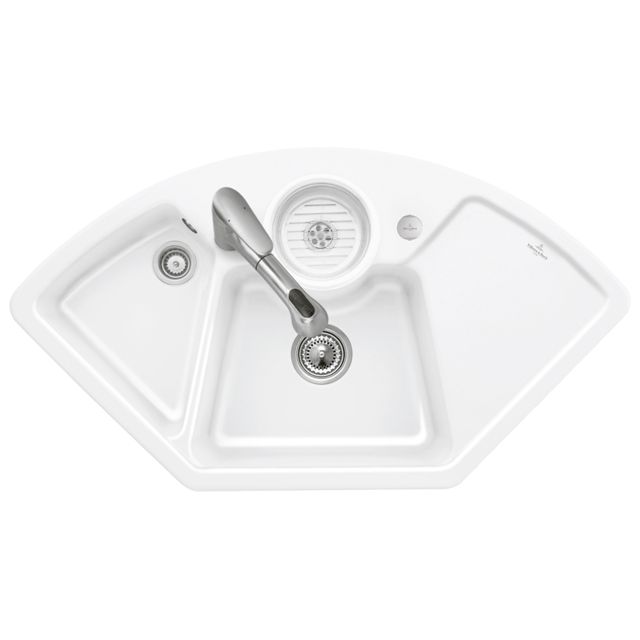 VILLEROY & BOCH - Eck-Spültisch SOLO ECK, 670802 107,5x60,m.Excenterb.,Cplus,weiß