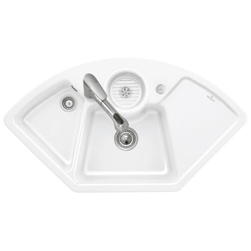 VILLEROY & BOCH - Eck-Spültisch SOLO ECK, 670802 107,5x60,m.Excenterb.,Cplus,weiß
