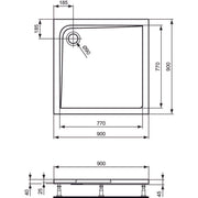 Ideal Standard - Rechteck-Brausewanne ULTRA FLAT, 900x900x47mm, Weiß
