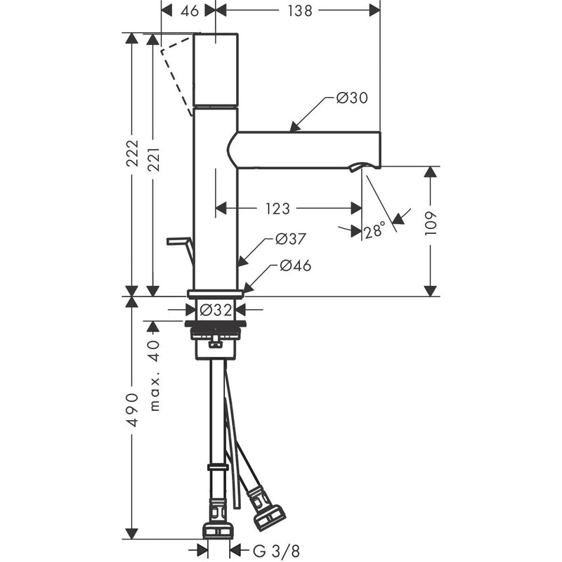 Hansgrohe - Waschtischmischer 110 AXOR Uno Zerogriff BN