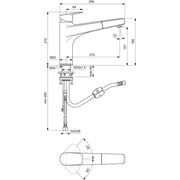 Ideal Standard - Küchenarmatur CERAPLAN m.h.Auslauf Ausld.210mm 1-Funktions-Handbrause Chrom