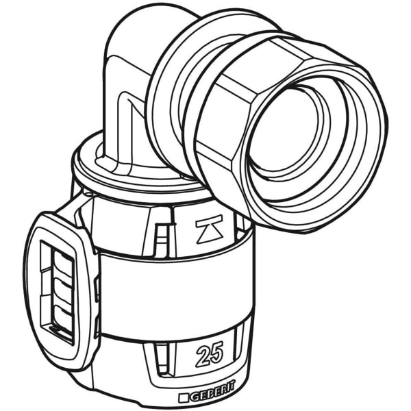 Geberit Vertriebs - FlowFit Übergangsbogen 90Gr mit Überwurfmutter, SiBr d25-G1