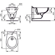 Ideal Standard - Wandbidet EUROVIT, 1 Hl., 360x520x400mm, Weiß