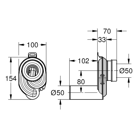Grohe - Urinal-Absaugeformstück 39732 horizontaler Abgang
