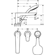 Hansgrohe - 3-Loch Wannenmischer Talis E F-Set chrom