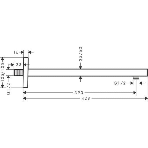 Hansgrohe - Brausearm Square 389 mm chrom