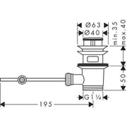 Hansgrohe - Ablaufventil AXOR Waschtischmischer und Bidetmischer DN32 chrom