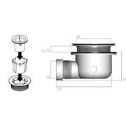 Ideal Standard - Ablaufgarnitur ULTRAFLAT S, o.Deckel, 90mm