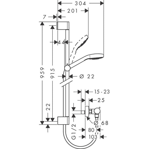 Hansgrohe - Brausenkombi CROMA Select E Vario/ ECOSTAT Comfort UNICA CROMETTA 900mm